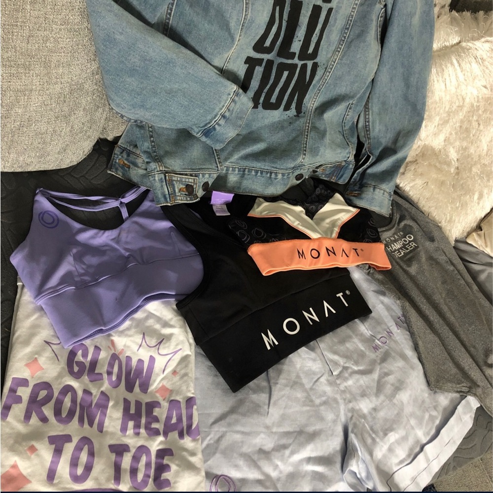 Lot of Monat brand logo clothing . Pre owned great condition .